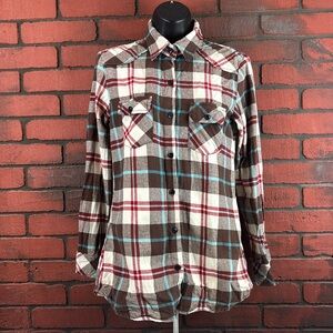 Matchstick Womans Extra Small Plaid Flannel Button‎ Down Shirt – Casual Cozy